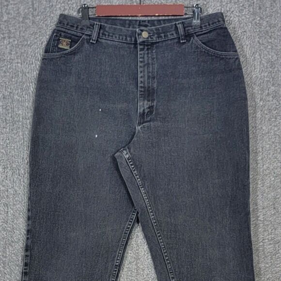 Vintage Wrangler For Women Jeans 18 x 32 Black High Waist Tapered Mom Denim - Picture 2 of 12